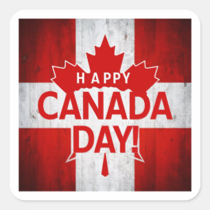 Cuadrada Feliz Día de Canadá Pegatina