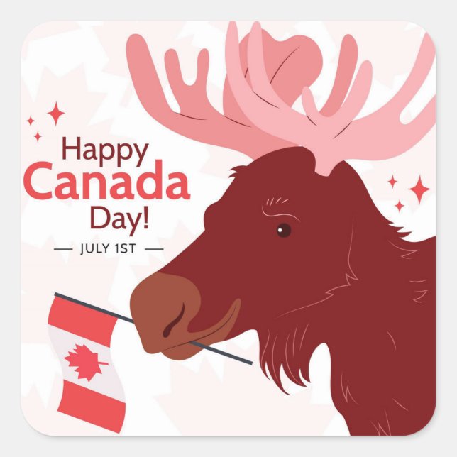 Cuadrada Feliz Día de Canadá Pegatina cuadrado (Anverso)