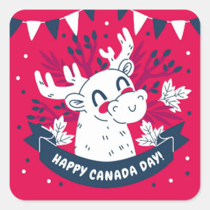 Cuadrada Feliz Día de Canadá Pegatina cuadrado