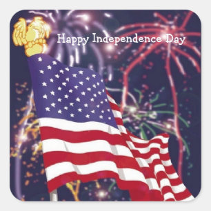 Cuadrada Feliz Día de la Independencia - Pegatina cuadrado