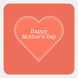 Cuadrada Feliz Día de la Madre Naranja Pegatina de Plaza de
