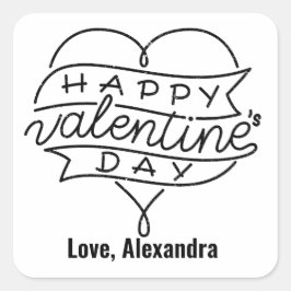 Cuadrada Feliz Día de San Valentín personalizado pegatina d