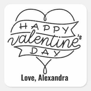 Cuadrada Feliz Día de San Valentín personalizado pegatina d