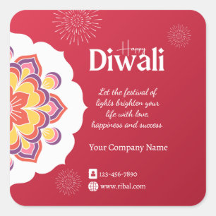 Cuadrada Feliz Diwali Pegatina Redonda Personalizada