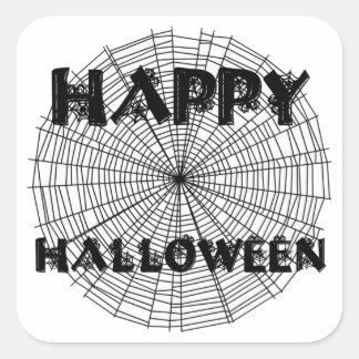 Cuadrada Feliz Halloween en Spider Pegatina de texto web