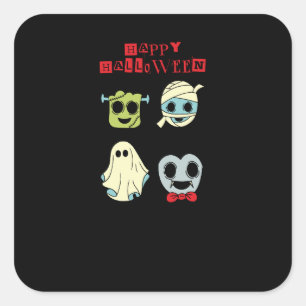 Cuadrada Feliz Halloween Monstruos Lindos Pegatina Espeluzn
