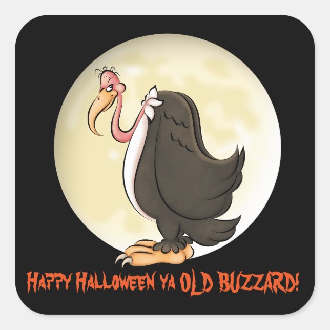 Cuadrada Feliz Halloween tu viejo pegatina de zumbido (Anverso)