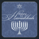 Cuadrada Feliz Hanukkah con el Pegatina de Menorah<br><div class="desc"></div>