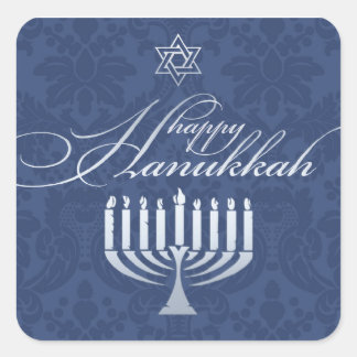Cuadrada Feliz Hanukkah con el Pegatina de Menorah
