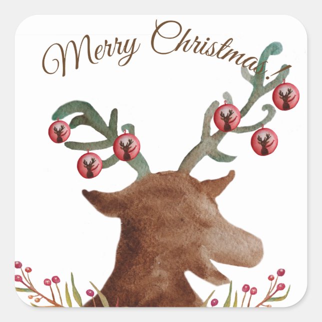 Cuadrada Feliz Navidad Snowflake Pegatina (Anverso)