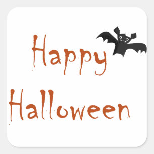 Cuadrada Feliz Pegatina de Bat de Halloween