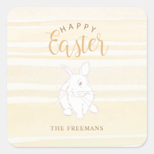 Cuadrada Feliz Pegatina de Conejo de Pascua