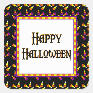 Cuadrada Feliz Pegatina de Halloween Candy Corn