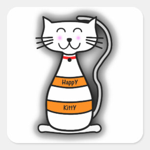 Cuadrada Feliz Pegatina de Kitty
