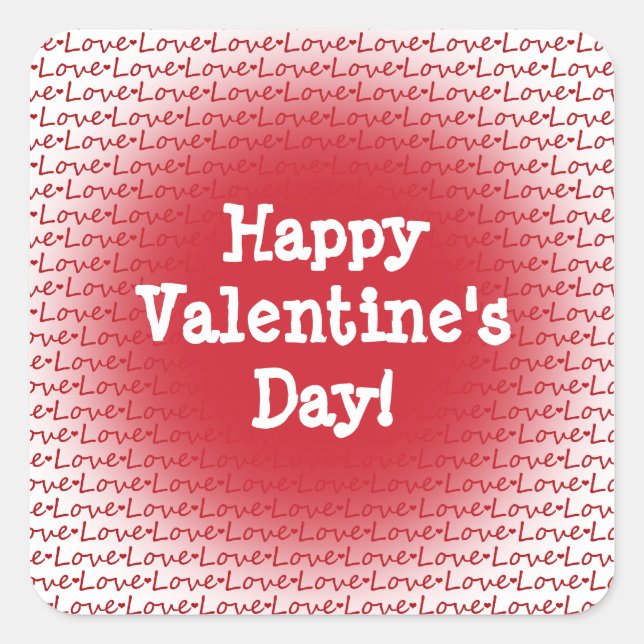 Cuadrada Feliz Pegatina de San Valentín (Anverso)