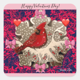 Cuadrada Feliz Pegatina de San Valentín