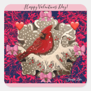 Cuadrada Feliz Pegatina de San Valentín