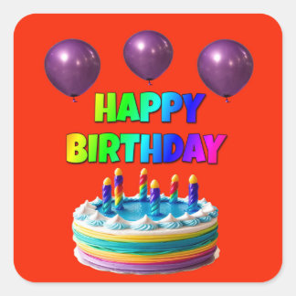 CUADRADA FELIZ PEGATINA DEL CUMPLEAÑOS