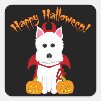 Cuadrada Feliz Pegatina del Diablo Occidental de Halloween