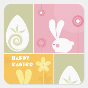 Cuadrada Feliz Pegatina del saludo de Pascua