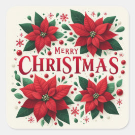 Cuadrada Feliz Pegatina navideño