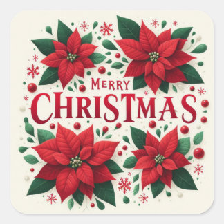 Cuadrada Feliz Pegatina navideño