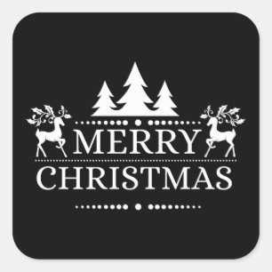 Cuadrada Feliz Pegatina navideño