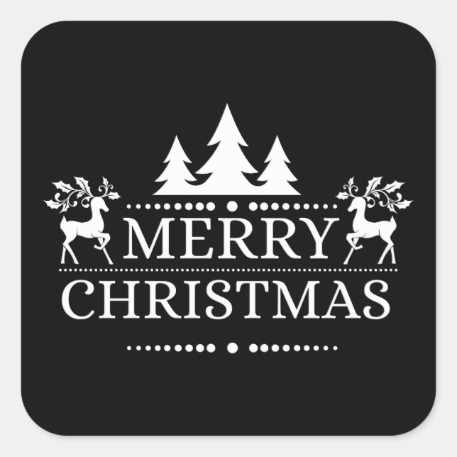 Cuadrada Feliz Pegatina navideño (Anverso)