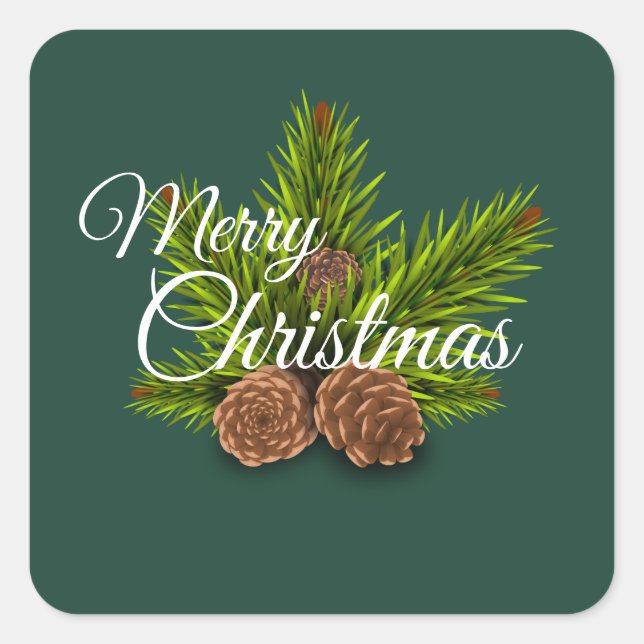 Cuadrada Feliz Pegatina navideño (Anverso)