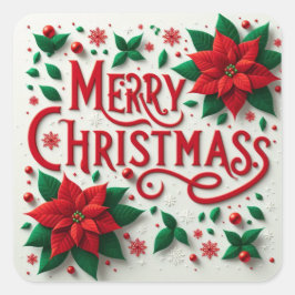 Cuadrada Feliz Pegatina navideño