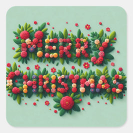 Cuadrada Feliz Pegatina navideño