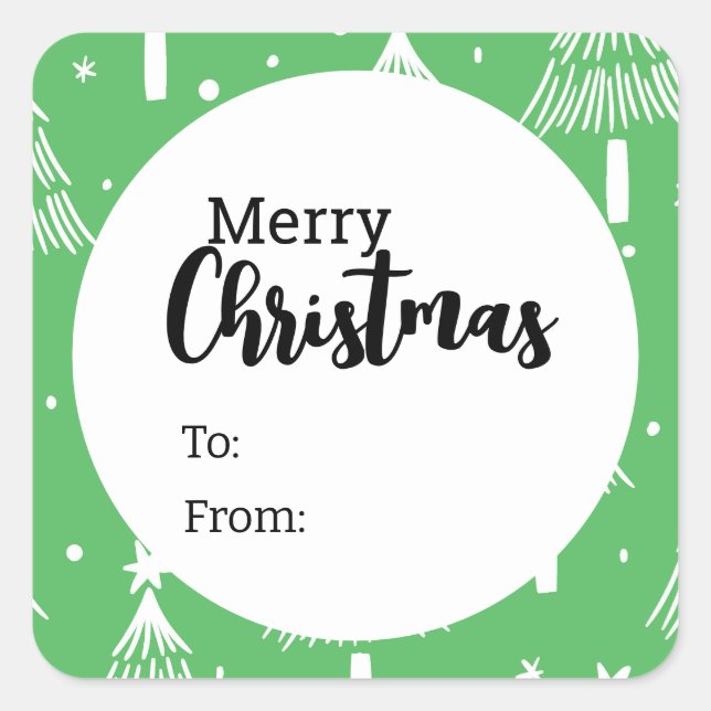 Cuadrada Feliz Pegatina navideño (Anverso)