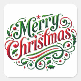 Cuadrada Feliz Pegatina navideño