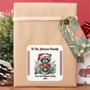 Cuadrada Feliz Pegatina navideño para regalos festivos