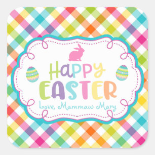 Cuadrada Feliz Pegatina personalizado de Pascua