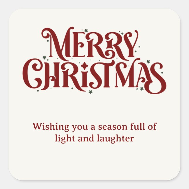 Cuadrada Feliz pegatina rojo navideño (Anverso)