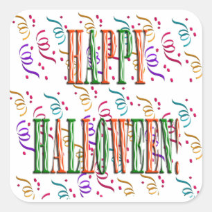 Cuadrada Festival Confetti y Halloween Pegatina de texto