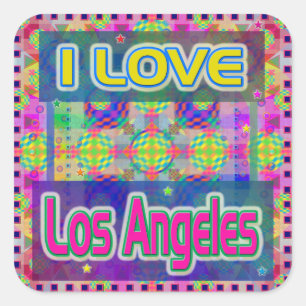 Cuadrada Festival de colores: "AMO Los Ángeles" Pegatina