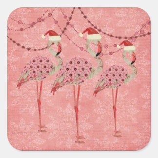Cuadrada Festividad Flamingos Pegatina de vacaciones rosa