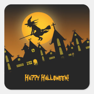 Cuadrada Festoso Pegatina de Halloween 2