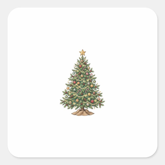 Cuadrada Fiesta de Navidad con pegatina  (Anverso)