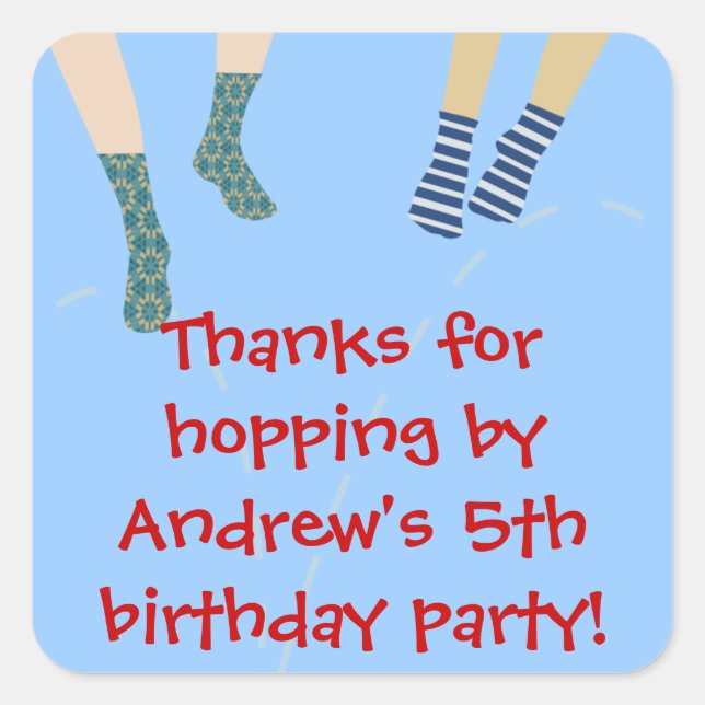 Cuadrada Fiesta de rebote Gracias Pegatina (Anverso)