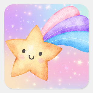 Cuadrada Fiesta mágico disparando al Pegatina Estrella