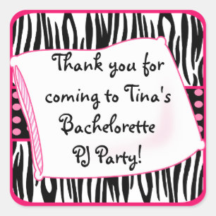 Cuadrada Fiesta Pajama Rosa Pegatina