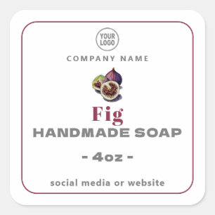 Cuadrada Fig Pegatina cuadrado de jabón hecho a mano