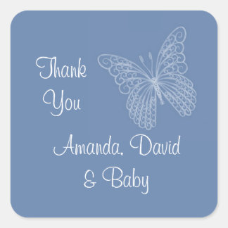 Cuadrada Filigree Butterfly Gracias Pegatina