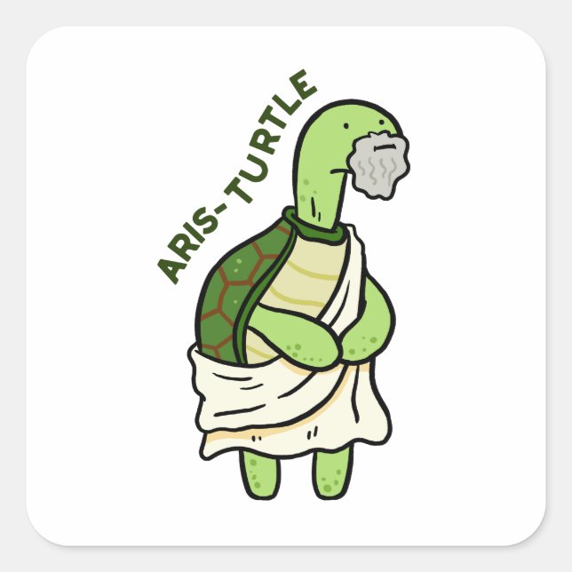 Cuadrada Filosofía de tortugas arbustivas, Pegatina de Pun (Anverso)