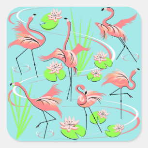 Cuadrada Flamingo Fandango Square pegatina