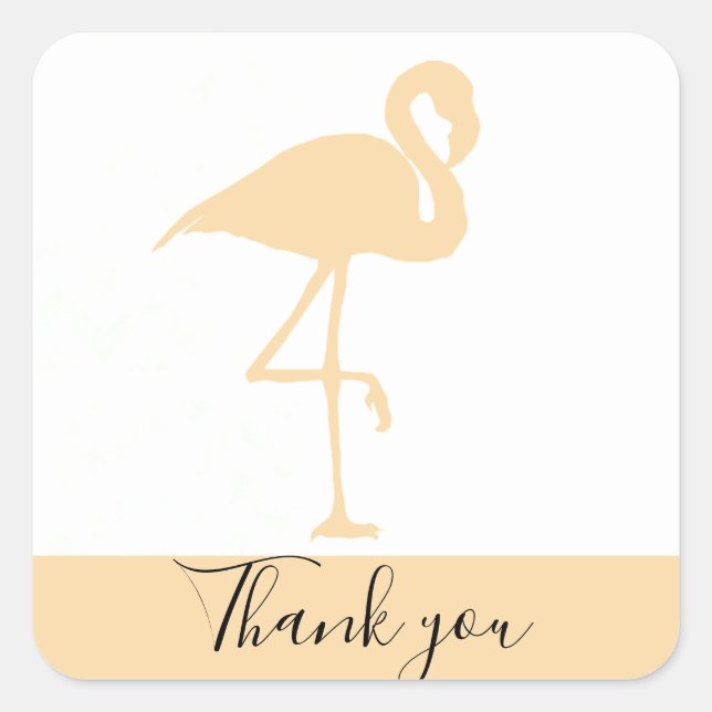 Cuadrada Flamingo moderno, gracias Pegatina cuadrado (Anverso)