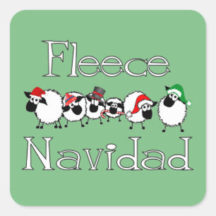 Cuadrada Fleece Navidad Pegatina